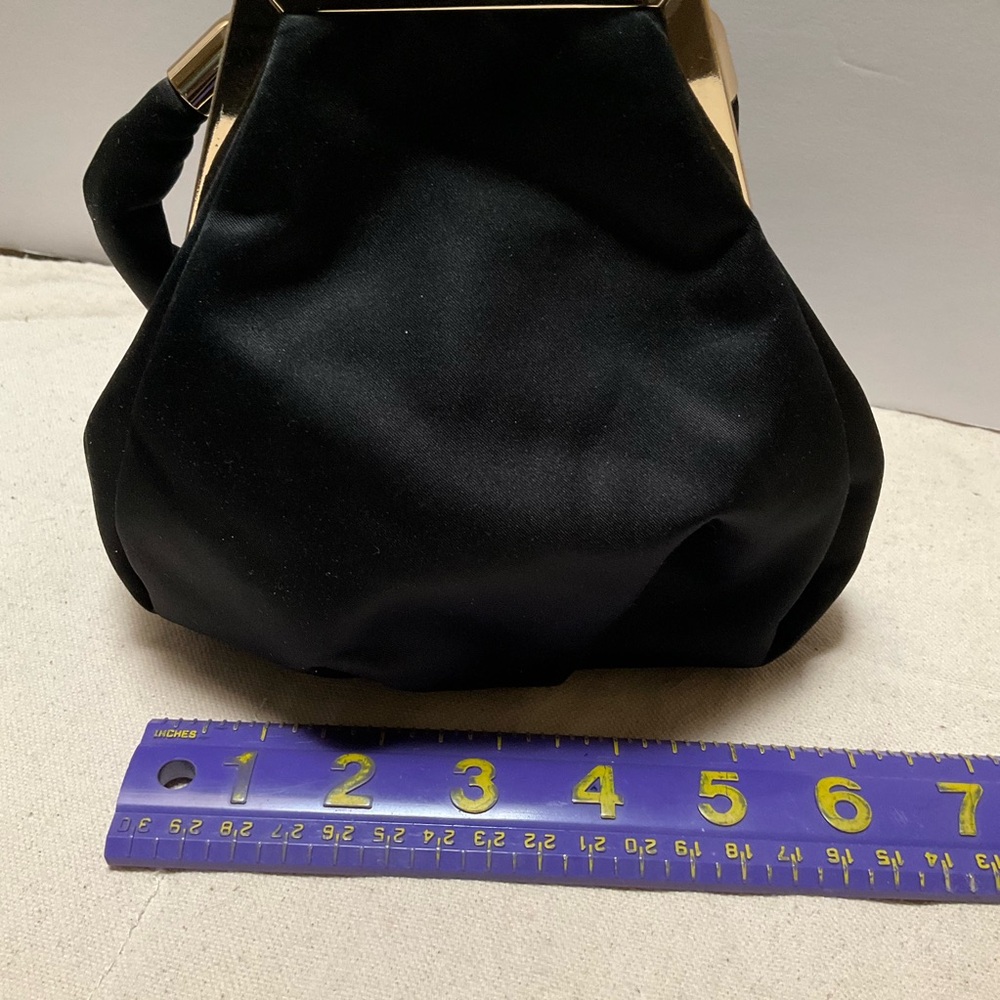 Little Black Pocketbook Purse Evening Bag Acetate Satin Handbag Elegant Clutch - Picture 9 of 12